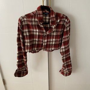 NWOT Vintage plaid crop top shirt (S, Red/White)